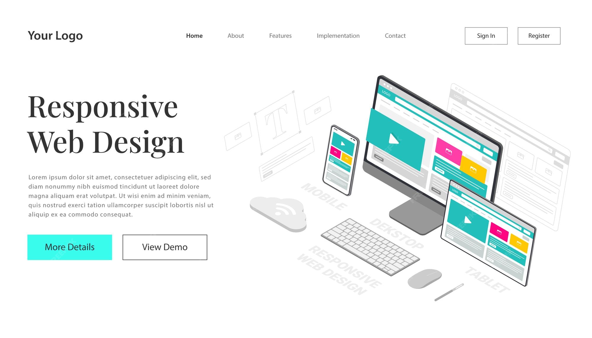 Premium Vector | Landing page responsive website design. modern vector ...