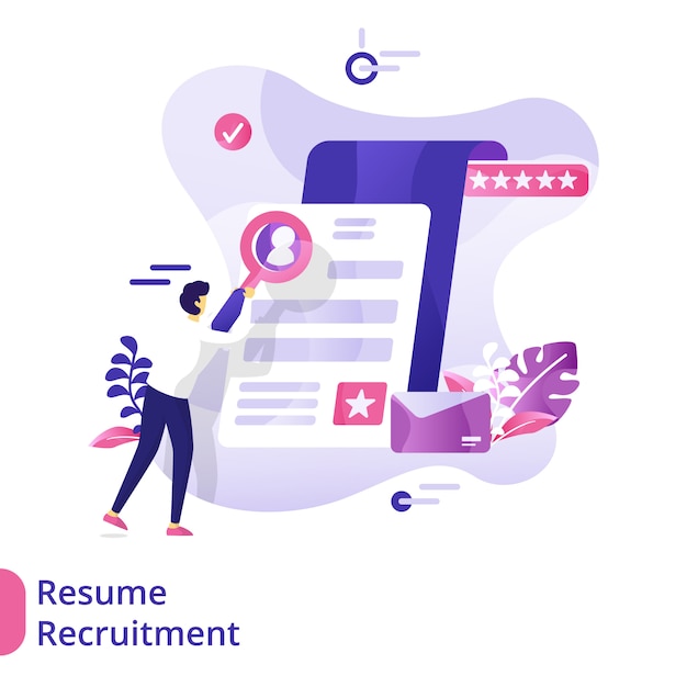 Landing page resume recruitment illustratie concept