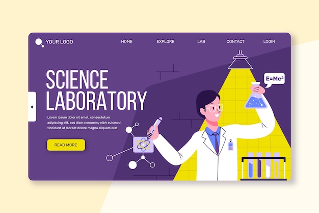 Vector landing page scientific research template