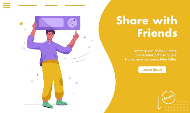 Landing page of share with friends concept