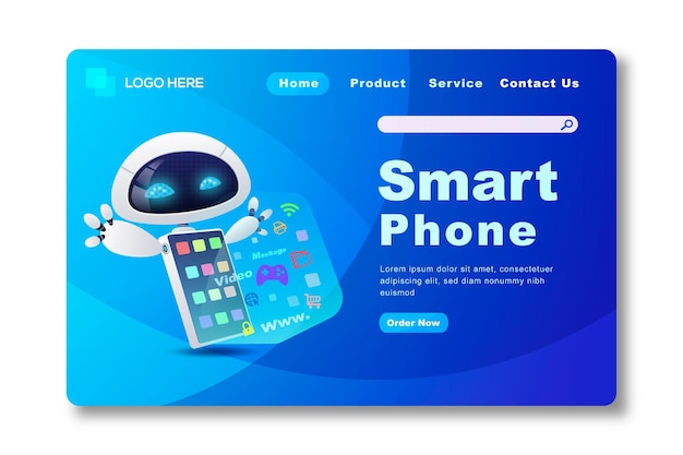 Landing page smart phone vector template