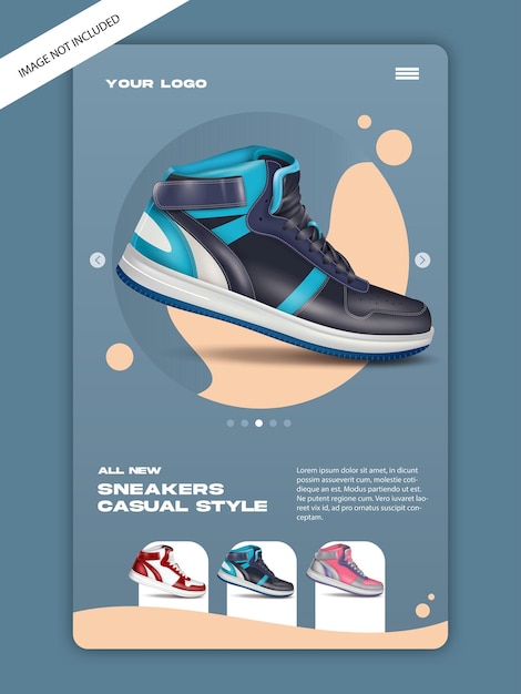 Vector landing page sneakers potrait