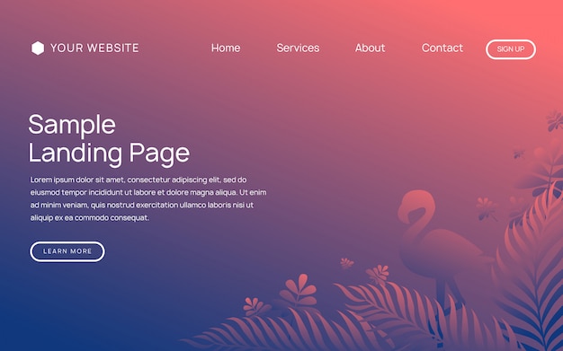 Vector landing page for summer themes