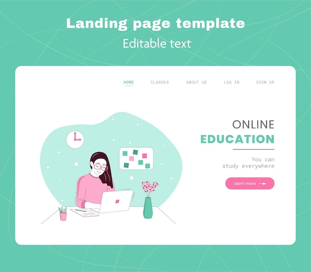 온라인 교육 원격 교육을 위한 랜딩 페이지 탬플레이트