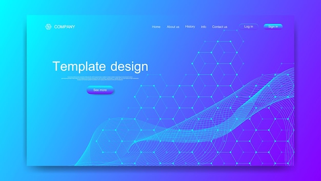 Landing page tech background with colorful dynamic waves illustration