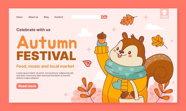 Landing page template for autumn season celebration