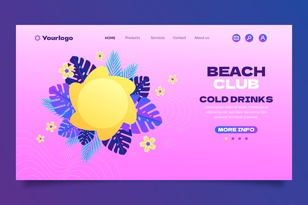 Landing page template for beach club and party