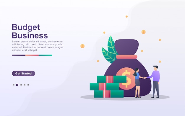 Landing page template of budget business in gradient effect style
