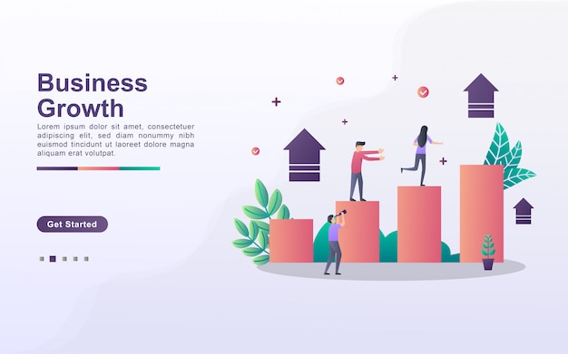 Landing page template of business growth in gradient effect style