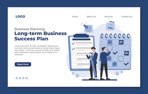 landing page template business planning strategy teamwork concept illustration