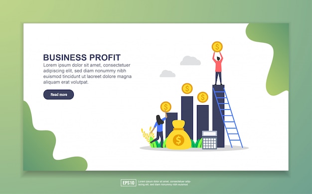 Landing page template of business profit. modern flat design concept of web page design for website and mobile website