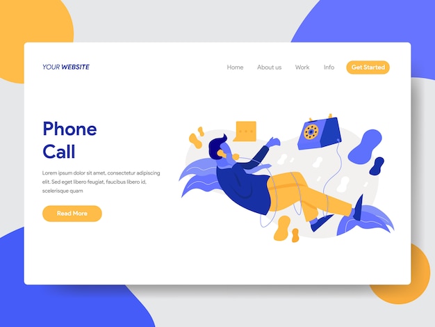 Landing page template of Businessman on Phone Call Illustration