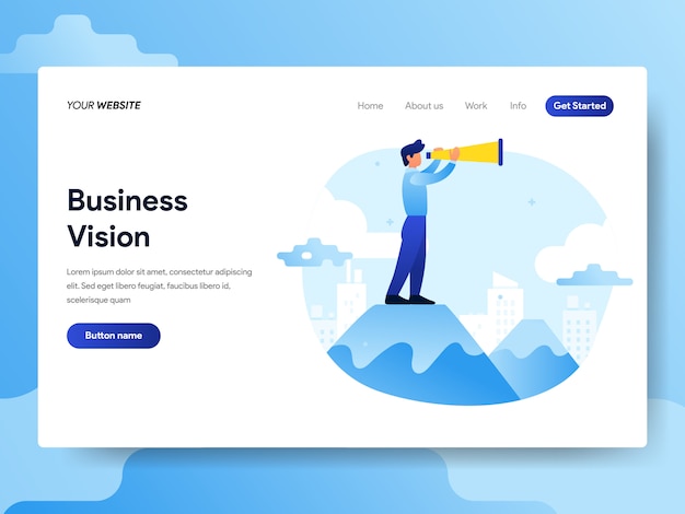 Landing page template of businessman with vision