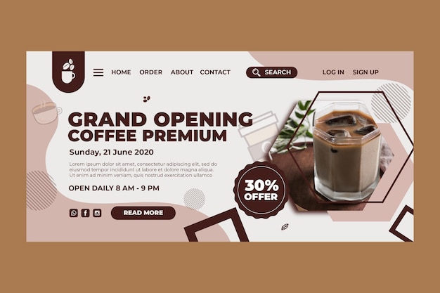 Landing page template for coffee shop