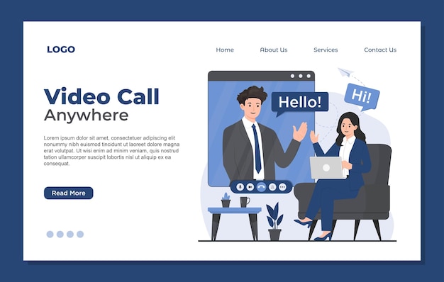landing page template communication concepts focusing on seamless video call and virtual interaction