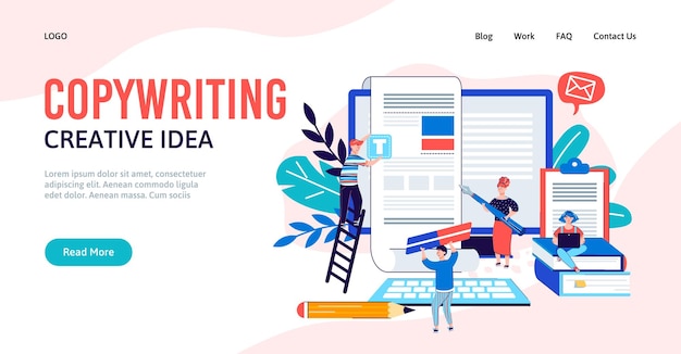 landing page template of concept copywriter or blogging a vector illustration