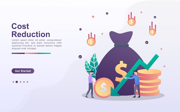 Landing page template of cost reduction in gradient effect style