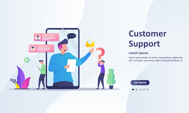 Landing Page Template of Customer Support concept 