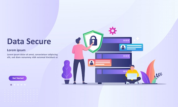 Landing page template of data secure with cloud database