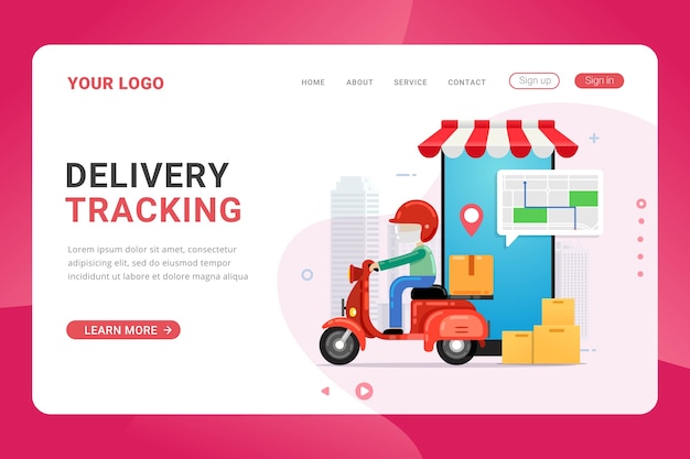 Landing page template delivery tracking service