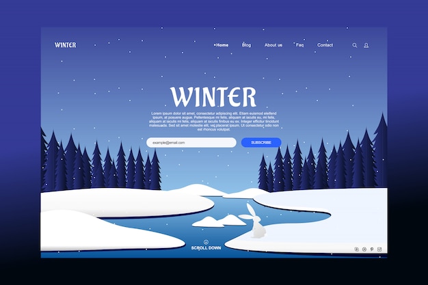 ベクトル 冬のシーズンコンセプトのランディングページテンプレートデザイン
