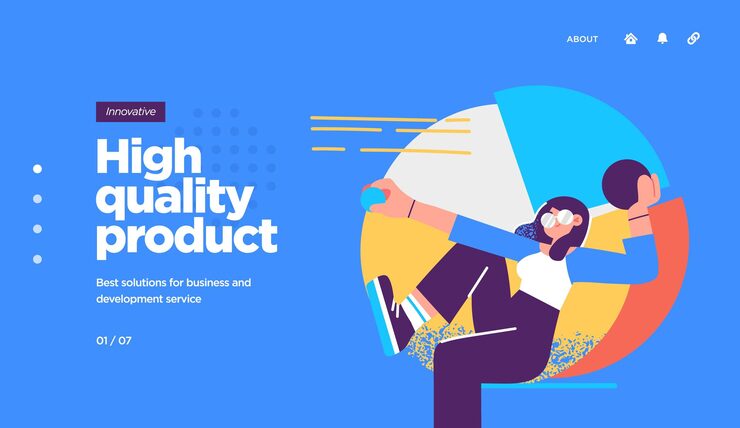 Vector 컴퓨터 소프트웨어 코딩 및 프로그래밍 개발의 방문 페이지 템플릿