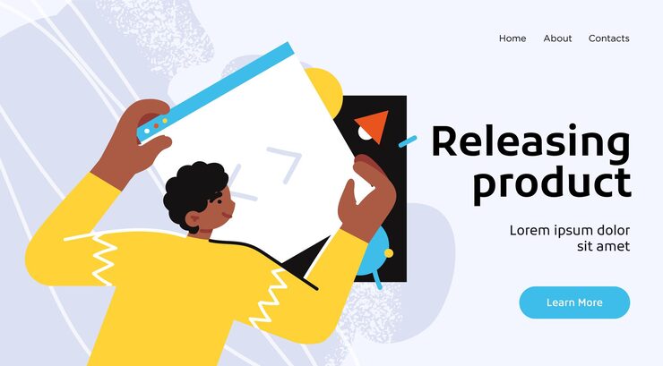 Vector 컴퓨터 소프트웨어 코딩 및 프로그래밍 개발의 방문 페이지 템플릿