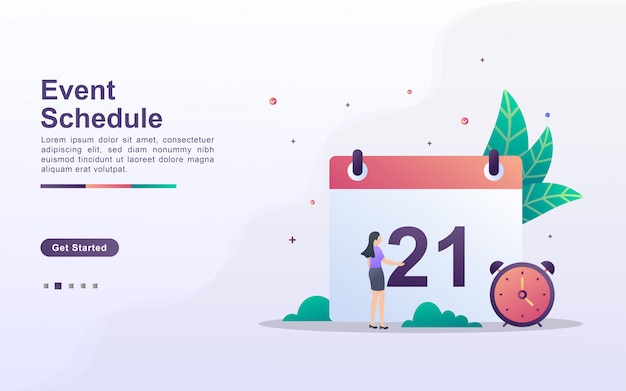그라디언트 효과 스타일로 이벤트 일정의 방문 페이지 템플릿