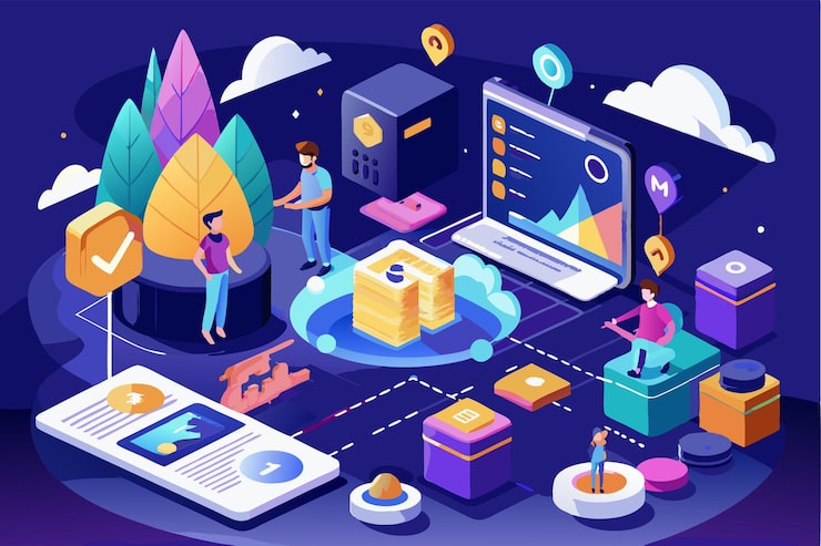 Vector a landing page template featuring a blockchain data platform with engaging user interface elements blockchain data platform landing page template