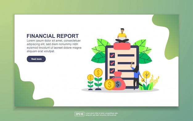 Landing page template of financial report