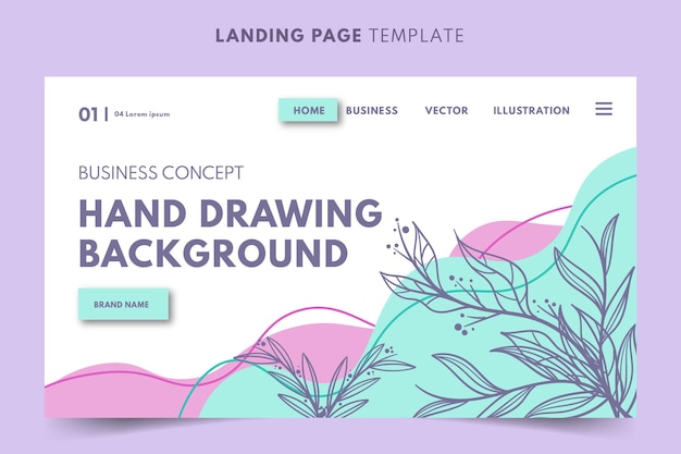 Landing page template floral vector simple