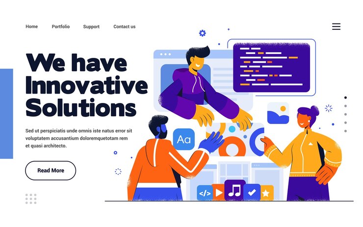 Vector landing page template innovative solution in flat design style