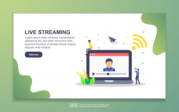 Landing page template of life streaming. modern flat design concept of web page design for website and mobile website