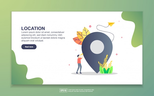 Landing page template of location. Modern flat design concept of web page design for website and mobile website.