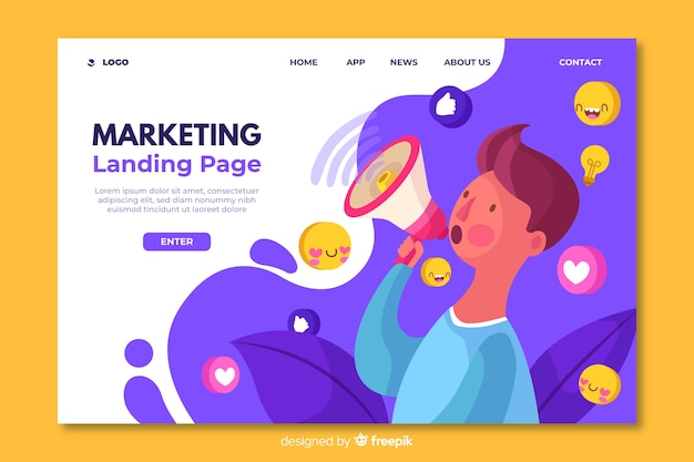 Landing page template for marketing