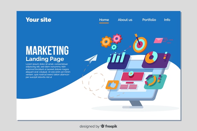 Vector landing page template for marketing