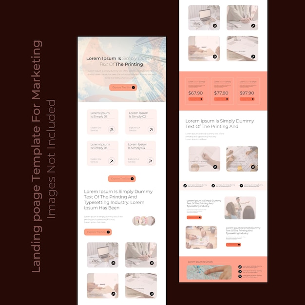 Landing page template for marketing