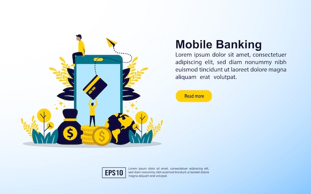 Landing page template. Mobile banking