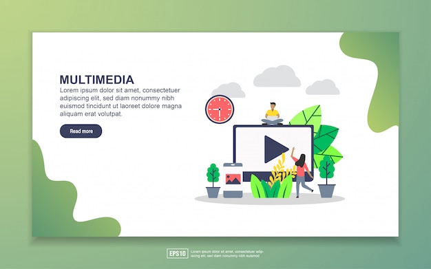 Landing page template of multimedia. modern flat design concept of web page design for website and mobile website