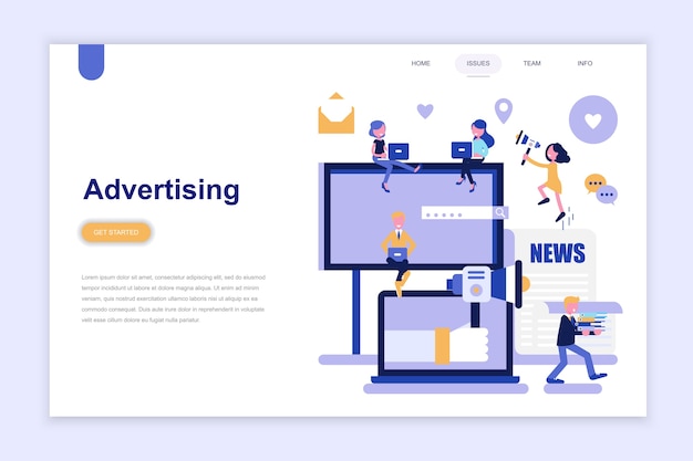 ベクトル 広告のランディングページテンプレート