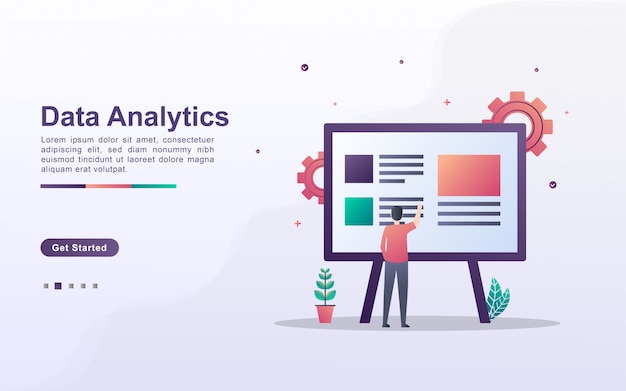 グラデーション効果スタイルのデータ分析のランディングページテンプレート