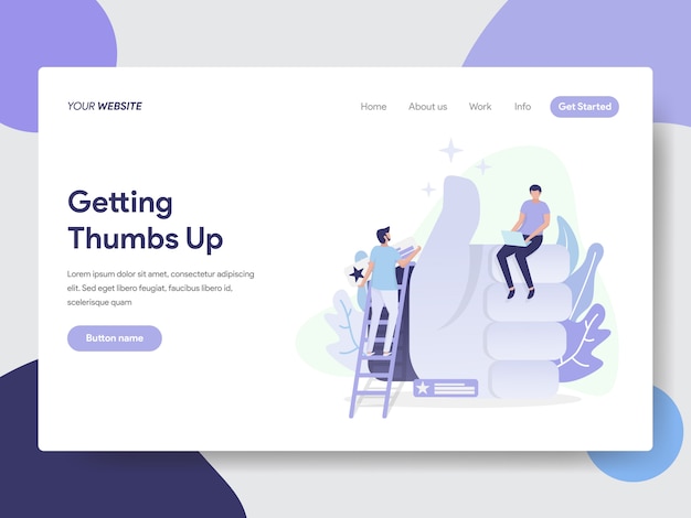 Шаблон целевой страницы thumbs up иллюстрации concept