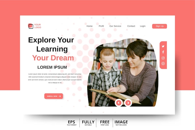 Landing page template online education Graduation elearning research college research back to school concept