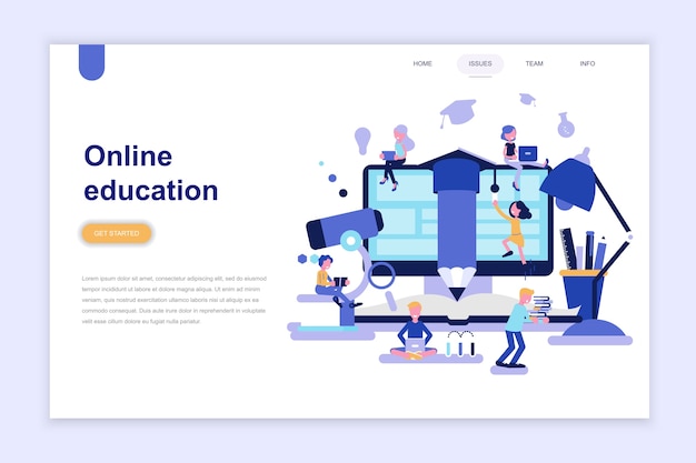 Vector landing page template of online education