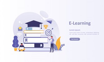 Vector landing page template of online education