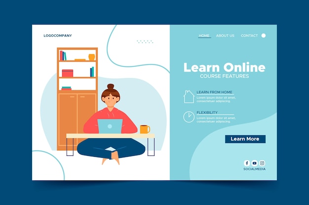Vector landing page template for online lessons