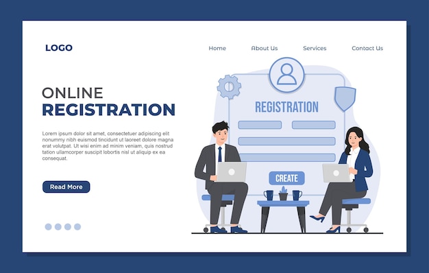 landing page template online registration secure login password protection for user accounts sign up