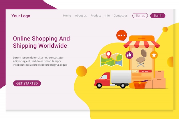 Landing page template online shopping