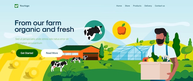 Landing page template of organic farm