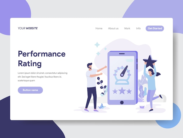 Vector landing page template of performance rating illustration